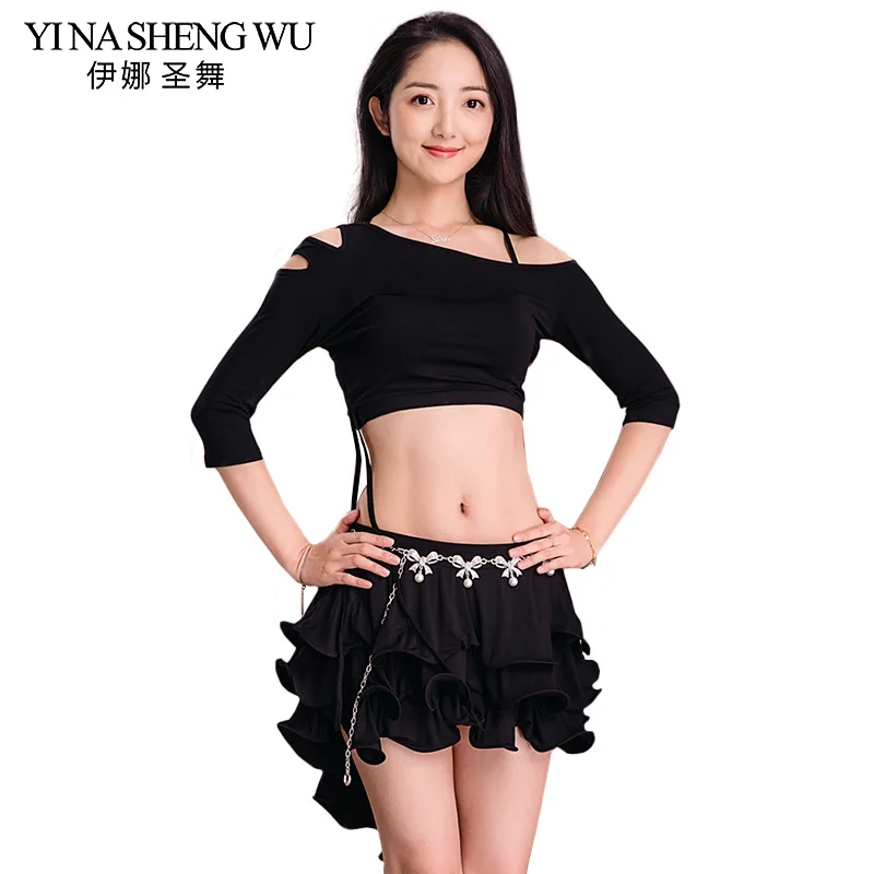 For Adults Belly Dance Practice Clothes New Exercise Suit Spring & Summer Modal Dance Costumes Sexy Inclined Shoulder Dancewear