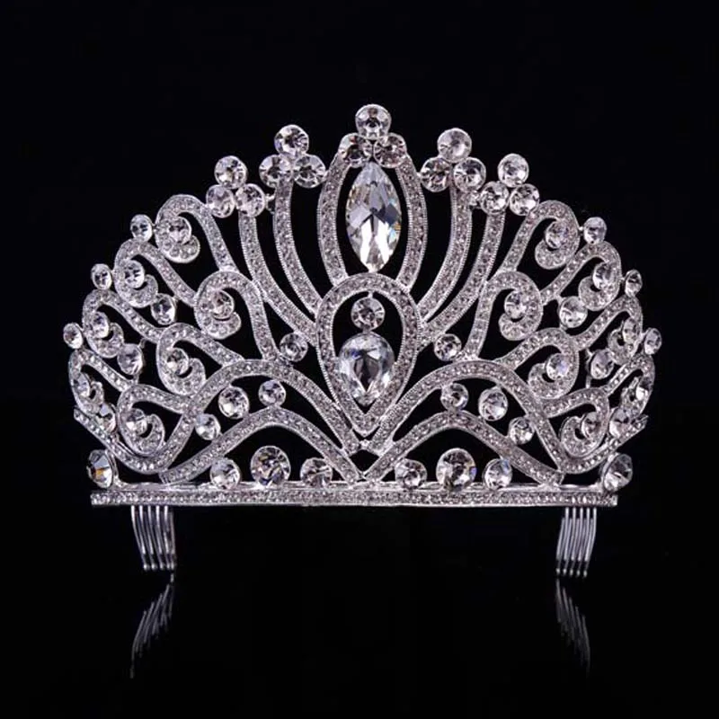 

2017 Hot Fashion Tiara Silver And Gold Hair Accessories Point Drill Exquisite Tiara Crystal Hair Accessories Fine Jewelry GT-043