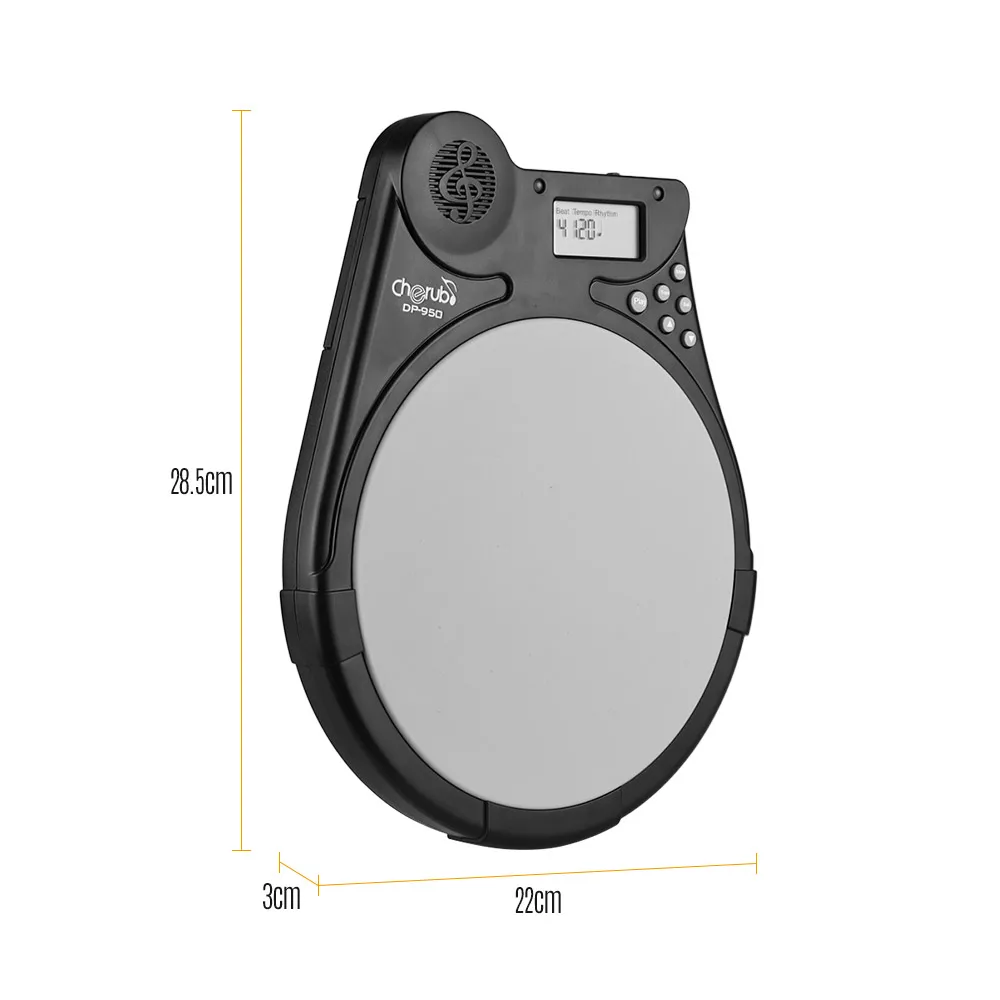 Cherub DP-950 Mute Drum репетитор портативный цифровой барабан Практика Pad тренировочные режимы метроном Функция регулируемый ритм