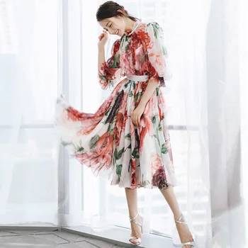 

New female summer Chiffon prints dress hot bar star same style dress.