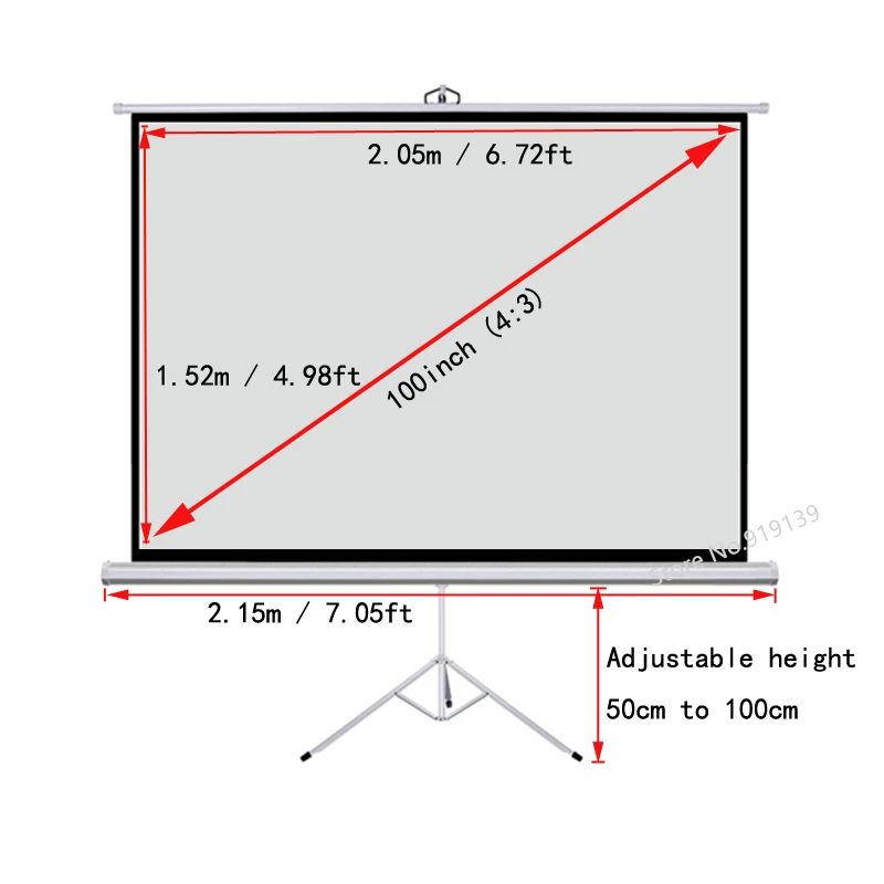 100inch 4x3 tripod projection screen title pic 2