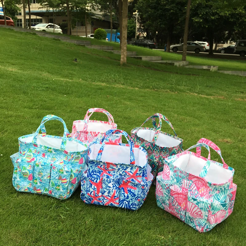 Wholesale Blanks Lilly Garden Tote Bag Canvas Starfish Coral Crown Jewel Seashell Utility Tote Garden Tool