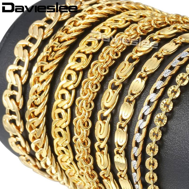 Bracelet for Men Curb Snial Chain Yellow Gold Color Chain Wholesale Gift Wholesale Fashion Bracelet Jewelry 3-11mm 7-9inch GBB2