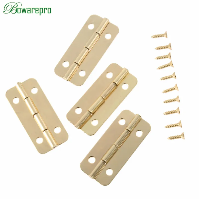 Goedkoop Bowarepro 4 Stks 37x17mm Meubilair Scharnieren voor Doos Deur Butt Decoratieve Kleine Scharnier voor Kast Lade Meubilair Hardware + Schroeven