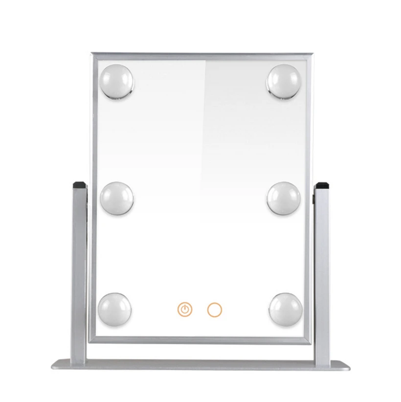 

6 Led bulbs makeup mirror Smart touch screen vanity aluminum mirror Hollywood-style makeup mirrors