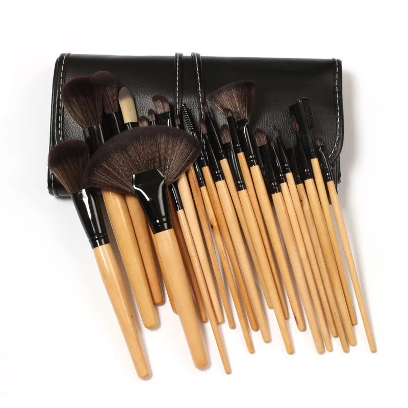 Новое поступление Лидер продаж 24 шт. набор шерсти Косметические Кисточки Make Up Tool Kit кожаный чехол