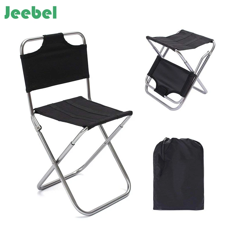 Jeebel خفيفة الوزن في الهواء الطلق الصيد كرسي المحمولة سبائك الألومنيوم أكسفورد القماش الأسود كرسي قابل للطي التخييم الأثاث للتخييم