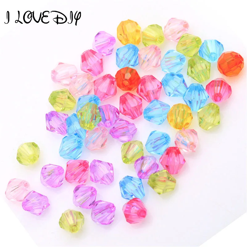 

500pcs 6mm Candy Colors Acrylic Bicone Shaped Faced Crystal Spacer Beads Water Drop Loose Czech Beads For Jewelry Diy Making