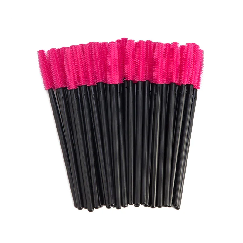 Zwellbe одноразовые силиконовые гелевые, для ресниц расческа 50 шт./упак. удлинение ресниц тушь для ресниц палочки для макияжа Профессиональные косметические инструменты - Цвет: Black-Dark Pink