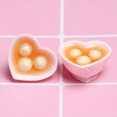 2 шт. каваи мини еда 3D смолы китайский Xiaolongbao пельменей лапша Миниатюрные для кукол аксессуары кухня играть игрушки - Цвет: 14