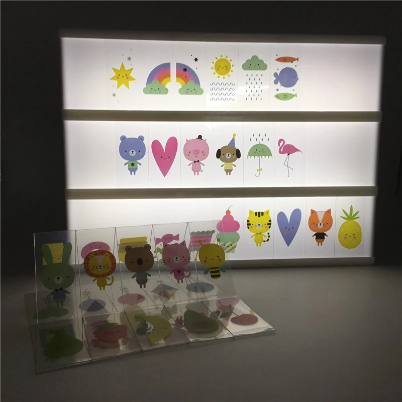 

The Latest Cartoon Pattern Card For A4 A5 Cinema Lightbox 50 PCS Light Box Card For Home Decorn Message Board Card For Children