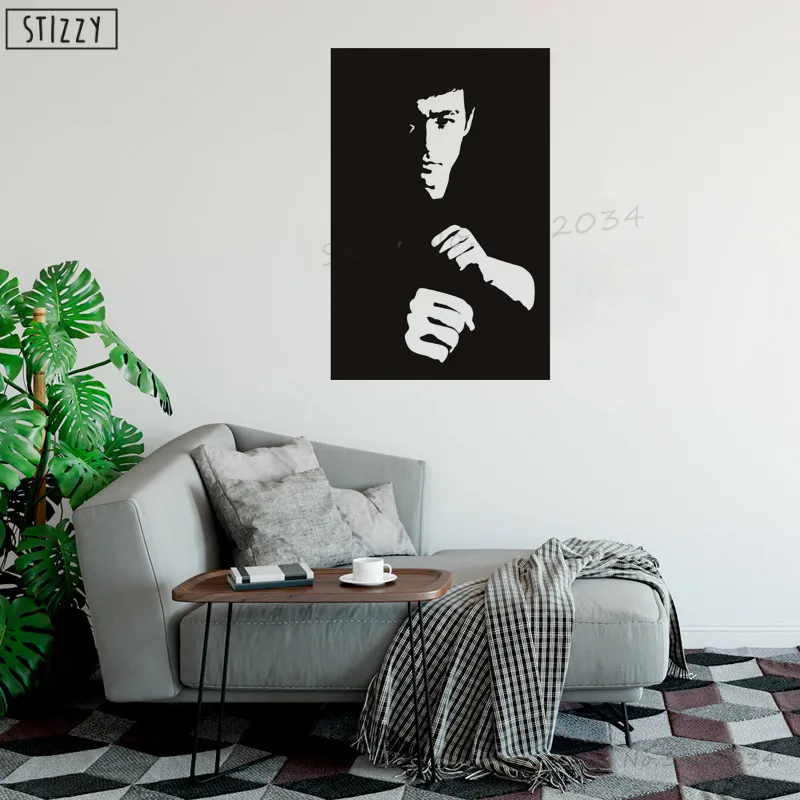 

STIZZY Wall Decal Bruce Lee Vinyl Wall Sticker Kids Bedroom Poster Karate Ninja Cool Kung Fu Sport GYM Removable Home Decor B25