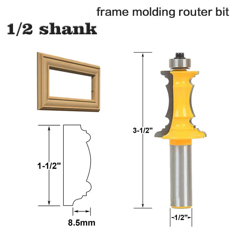 

1pc 12.7mm 1/2" Shank Mitered Frame Drawer Front Edging Molding Wood Router Bit Tungsten Carbide Milling Cutter Woodworking Tool