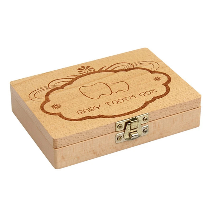 Деревянная детская коробочка для молочных зубов Органайзер деревянная коробка для хранения зубов для мальчиков и девочек подарок для сохранения зубов - Цвет: Brown