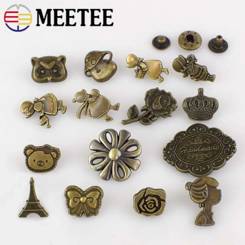 

10set/lot Solid Brass Metal Snap Button Coat Suits Combined Button Sewing Press Studs Buttons Snap Fastener D3-4