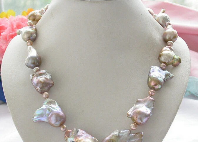 

FREE SHIPPING>>>@@ AS3867 HUGE ONLY 28MM lavender KESHI REBORN PEARL NECKLACE