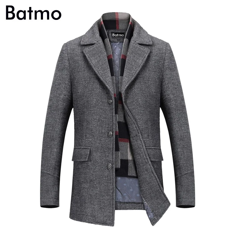 Batmo 2019 new arrival winter high quality wool casual gray trench coat men,men's winter warm coat,winter jackets men 823 Batmo 2019 new arrival winter high quality wool casual gray trench coat men,men's winter warm coat,winter jackets men 823