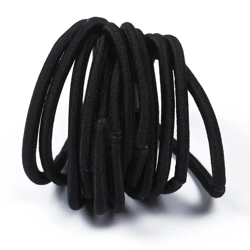 2016 New 12pcs Black Elastic Rubber Hair Tie Band Ponytail Holder for Girls Women Coolin Hair