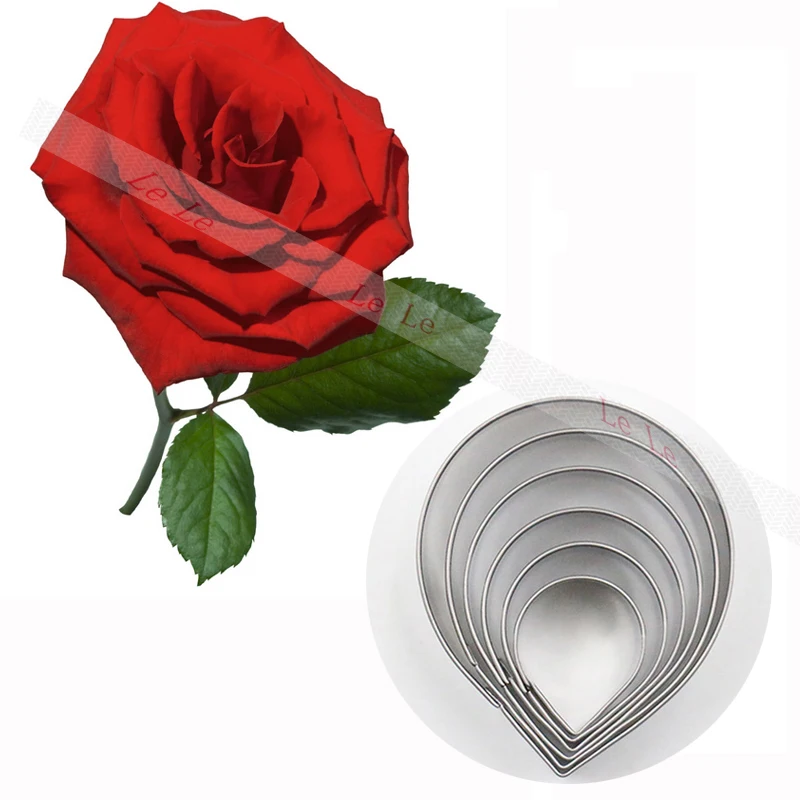 6 Pcs/set Rose Cutters Set, Stainless Steel Fondant Cake Cookie Cutters