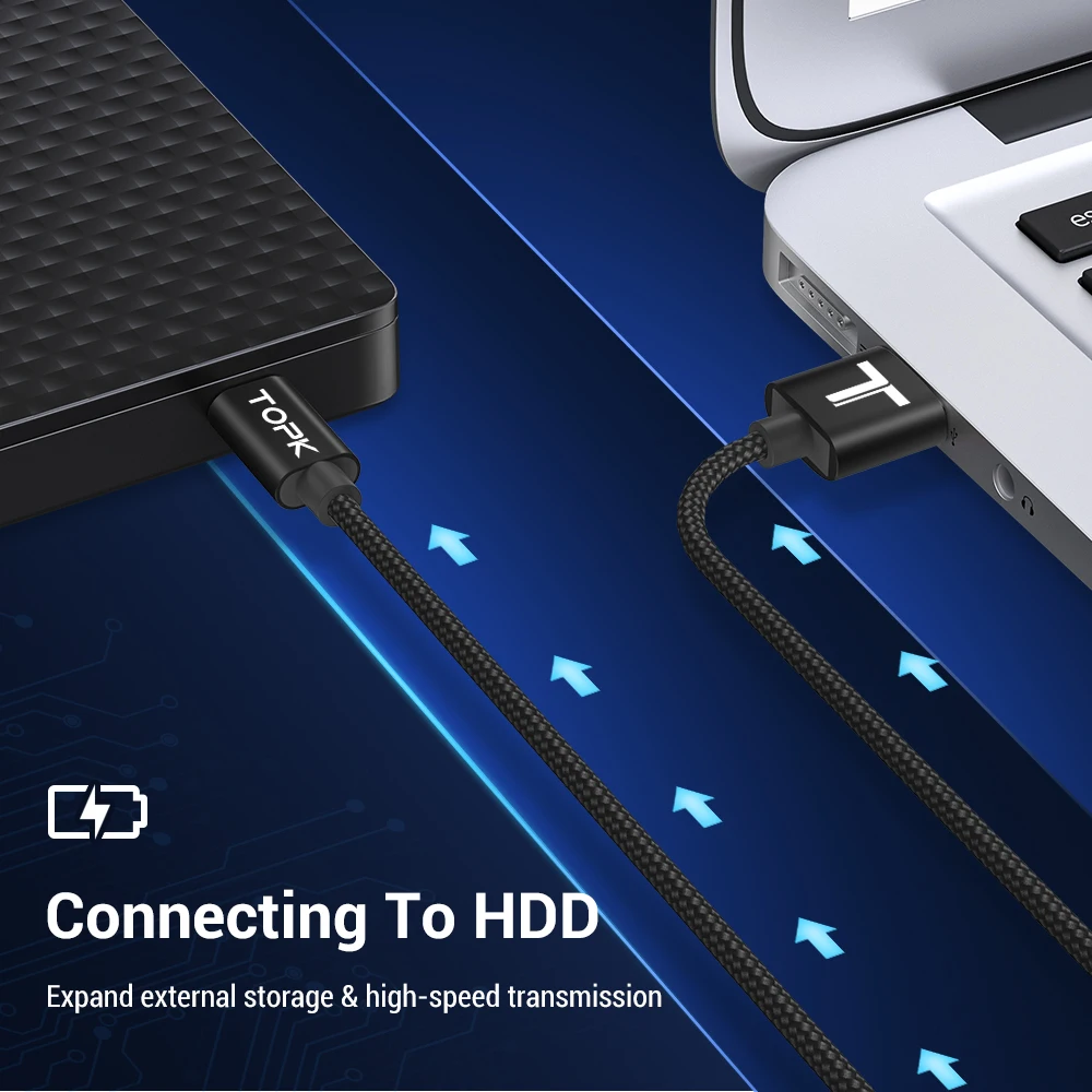 TOPK мини USB кабель для быстрой синхронизации данных зарядный сотового телефона