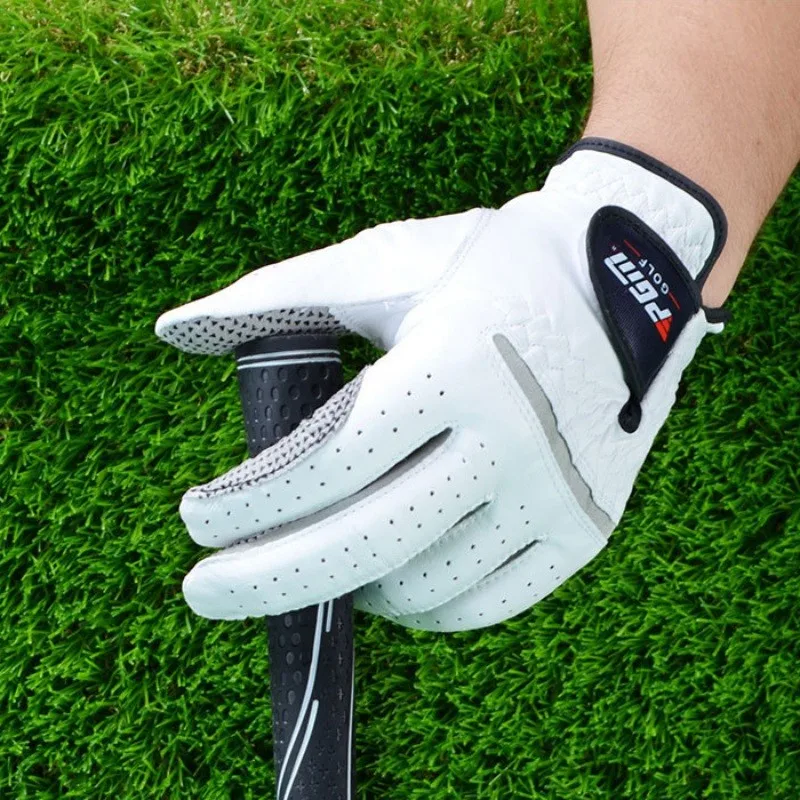 Мужские перчатки для гольфа из натуральной кожи с противоскользящими гранулами из мягкой дышащей овечьей кожи для левой и правой руки