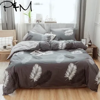 

Papa&Mima leaves print Pastoral style bedding sets Cotton bedlinens Twin full Queen size pillowcases duvet cover sets