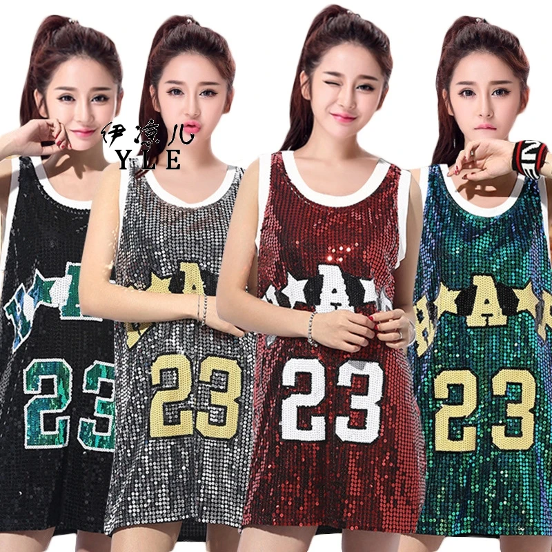 Women T Shirt Jazz Dance Costume Mini Dress Modern Dance Performance