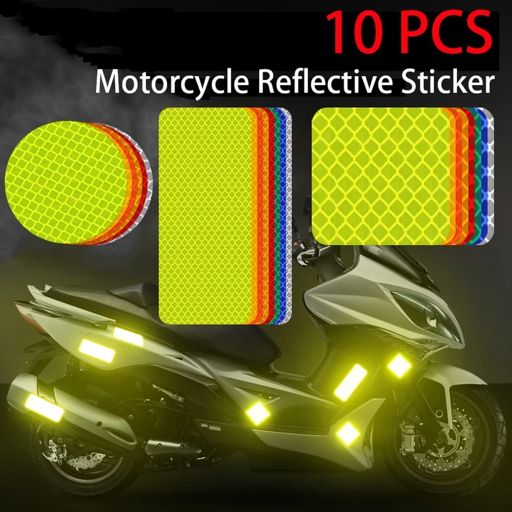 

10PCS Motorcycle Reflective Sticker Set Waterproof Fender Safety Warning Sticker