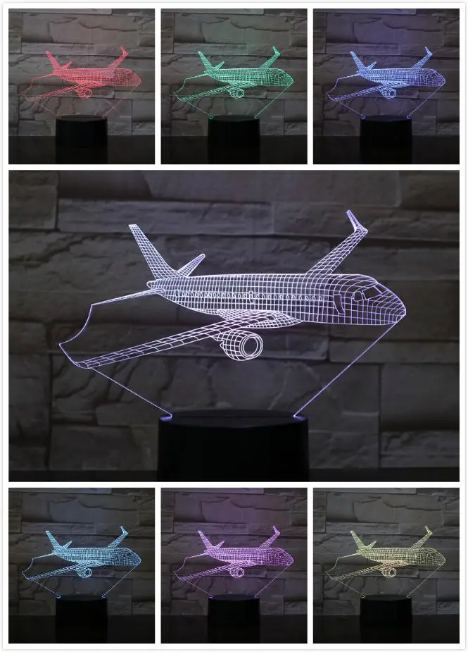 Модель Самолета USB 3d светодиодный ночной Светильник Иллюзия Lampara самолет детский подарок gece lambas пассажирский самолет настольная лампа прикроватная - Испускаемый цвет: 5