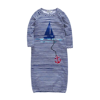 

Blue Stripes Baby Boy Sleeper Romper Bamboo Fabric Long Sleeve Autumn Sleepwear Striped Sea Theme Baby Boy Jumpsuit Ropa Navidad