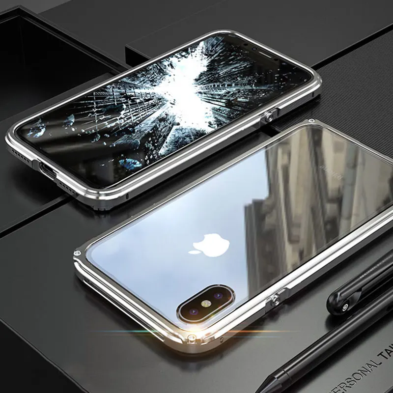 

Luxury Metal Case For iPhone XR Case XS MAX Shockproof Aluminum Metal Frame Transparent Clear PC Back Cover For iPhoneXS Max