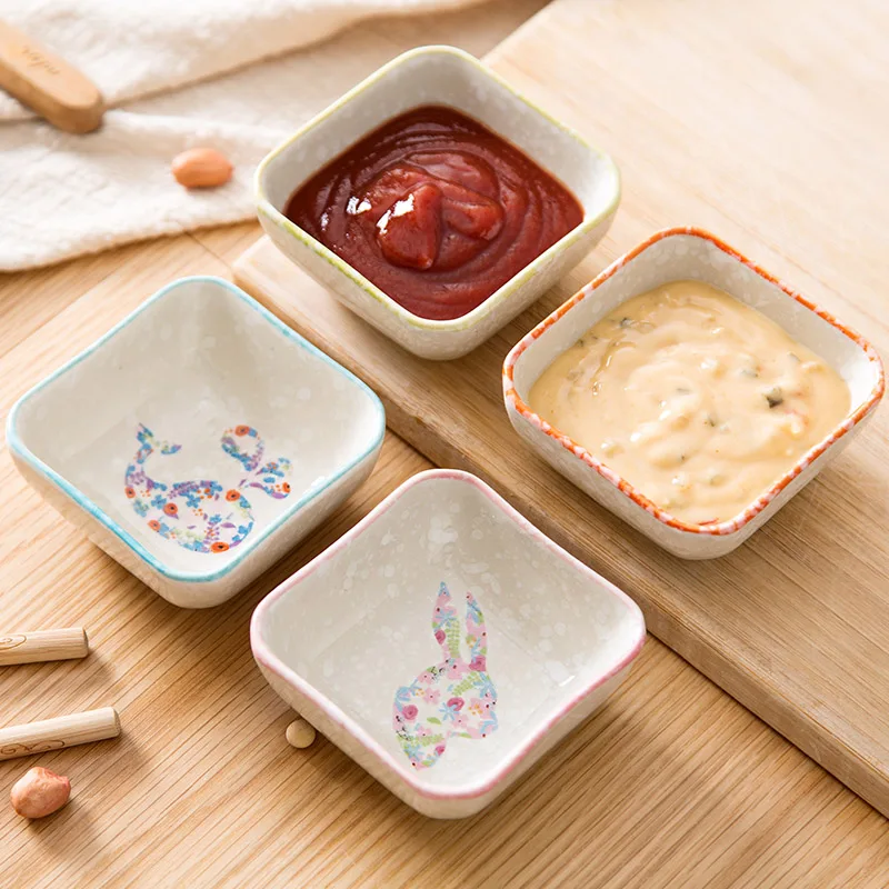 1pc Painted Ceramic Small Saucer Home Sauce Dish Vinegar Dish Creative Cutlery Snack Saucer Dish