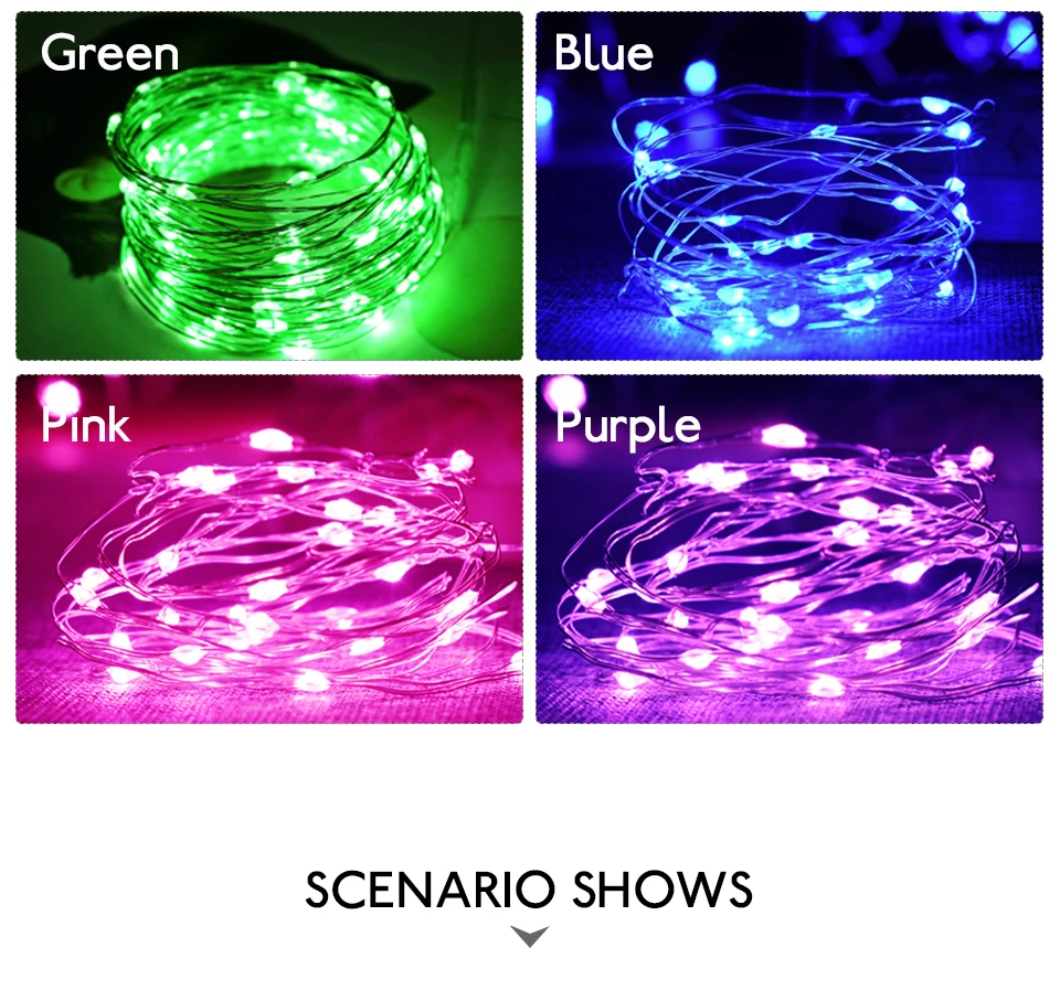 New Year 2M 5M 10M Silver Wire Battery LED String Lights For Christmas Garland Home Party Wedding Decoration Bottle Fairy Lights (10)