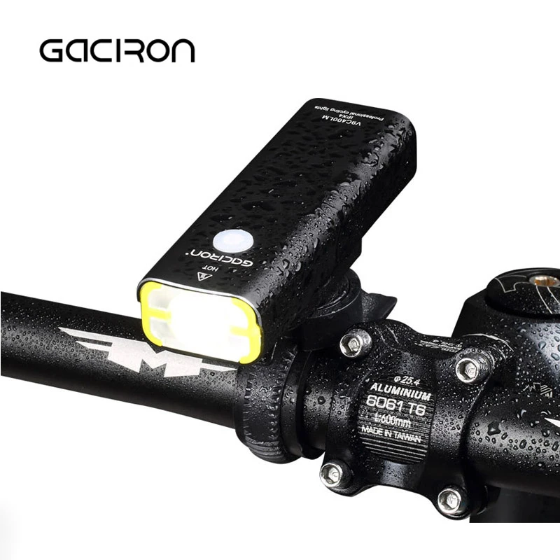 GACIRON Waterproof LED Bicycle Headlight USB Rechargeable Bike Handlebar Flashlight Outdoor Mini Aluminum Cycling Lamp 400