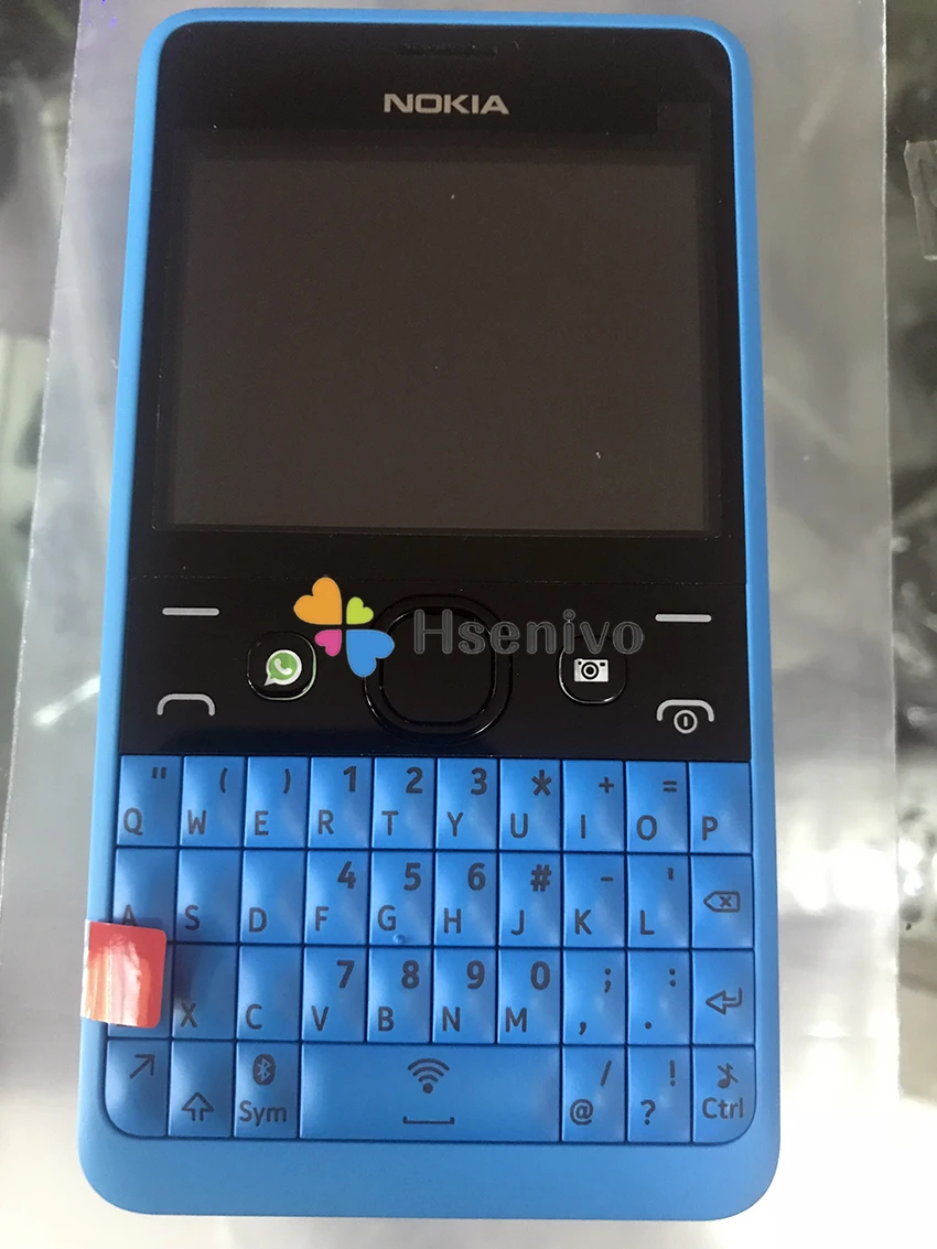 210 Оригинальные Nokia Asha 210 разблокирована GSM 2,4 ''Dual SIM карты 2MP QWERTY клавиатура английский только телефон Восстановленное