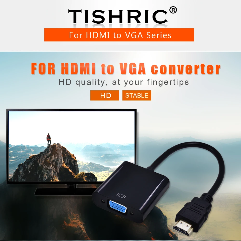 TISHRIC для HDMI в VGA кабель с аудио адаптер питания мужчин и женщин видео конвертер 1080P для HDMI2VGA ПК ноутбук PS3/4 STB