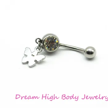 

HENGKE Jewelry Butterfly Belly Button Ring Navel Body Piercing for girl women 316l Stainless Steel 24pcs Fashion Jewelry Pendant