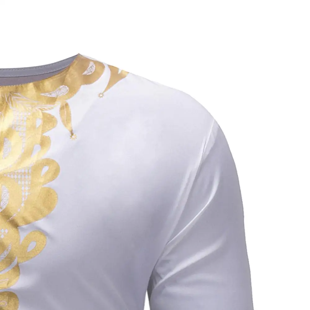 GuyuEra New African Dashiki T-shirt Print Design Men's Long-Sleeved Clothing V-neck Design Plus size M-3XL