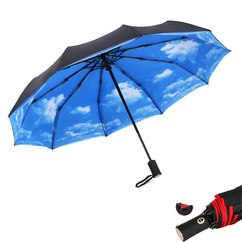Full automatic umbrellas large umbrella rain woman Windproof Double