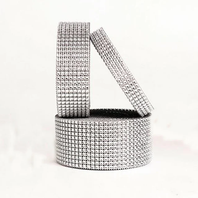 A Roll 10 Yards Silver Plastic Diamond Rhinestone Wrap Ribbon A Roll 10 Yards Silver Plastic Diamond Rhinestone Wrap Ribbon Wedding Party Home Decoration Event