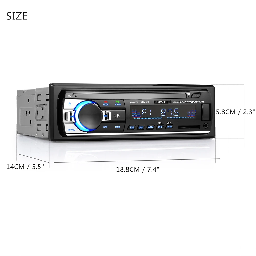 Автомагнитола 60WX4 12 В Bluetooth V2.0 автомагнитола 1 Din FM Aux вход приемник SD USB MP3 MMC WMA Mp3