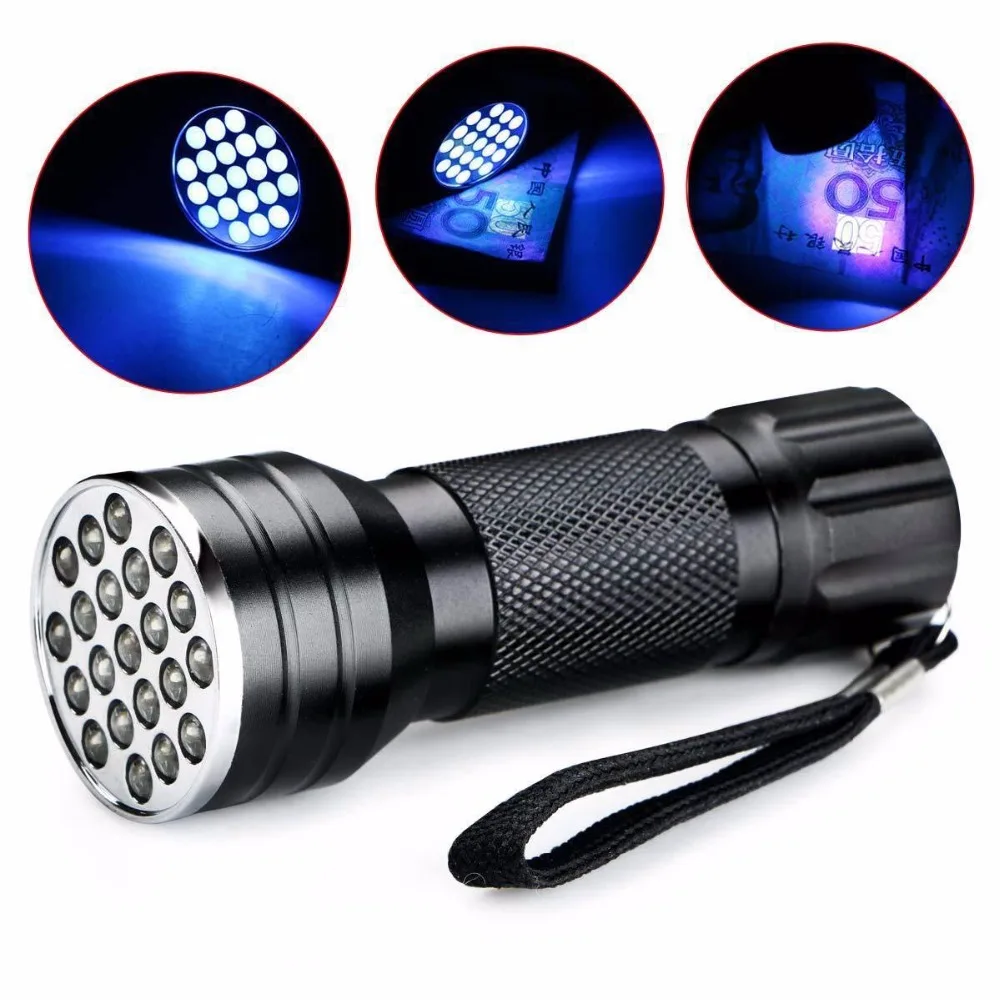 

21 LED Mini Flashlight UV Laser Camping Light Mini Outdoor Lighting Ultra Violet Flashlights Self Defense Tactical Lanterna