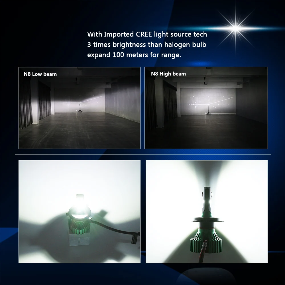 Billig NOVSIGHT 60W 16000LM H4 HB2 9003 Auto LED Scheinwerfer Fahr Nebel Glühbirnen Dual Strahl Spielen und stecker Lampen 6500K D45