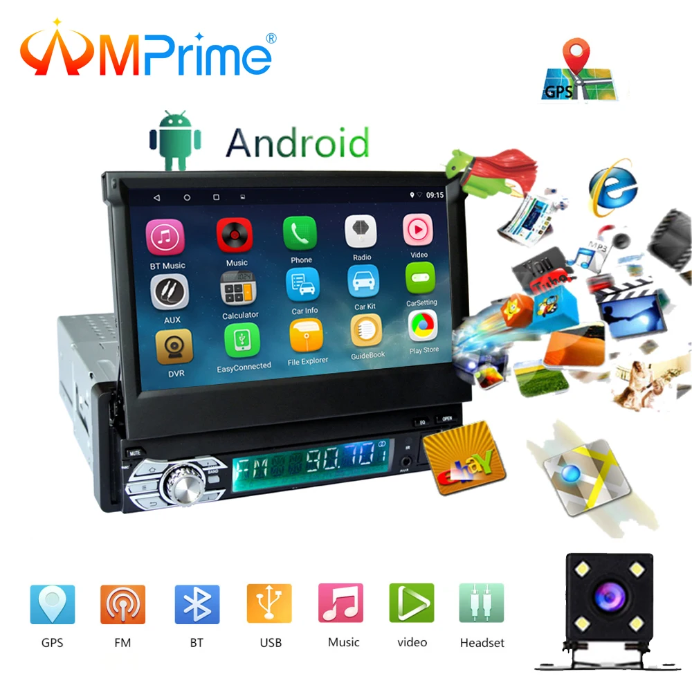 

AMPrime 6.2" Universal Android 6.0 Car Multimedia Player GPS Navigation 1 din Car Stereo Bluetooth Touch Car Radio Audio Player