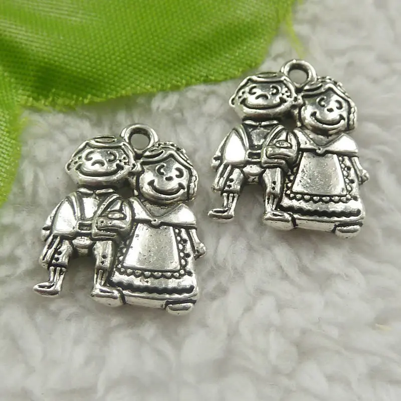 116 Pieces Antique Silver Boy Girl Charms 21x16x4mm 4455 Charms