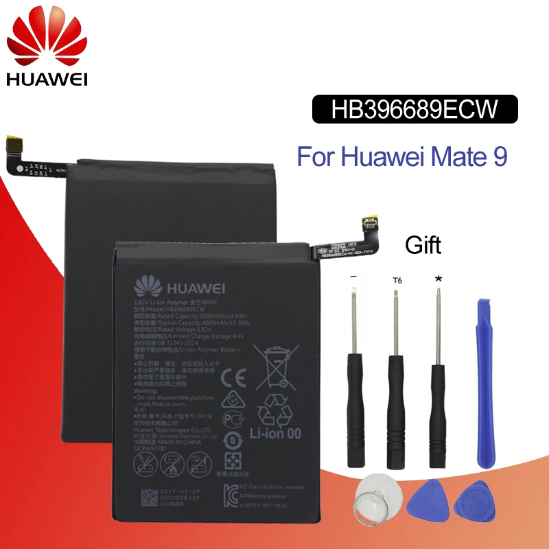 

Hua Wei Original Phone Battery HB396689ECW For Huawei Mate 9 Mate9 Real 2900/3000mAh High Quality Replacement Batteries + Tools