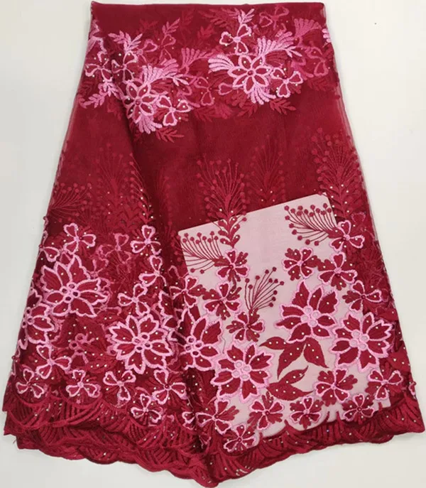 

Hot sale blue african french lace fabric with stone tulle lace latest african laces 2019 nigerian lace fabrics for dress WH-B21