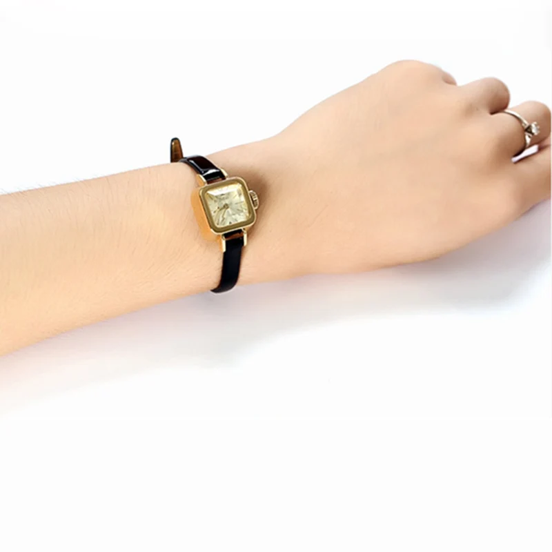 Julius Unique Square Small Dial Small Ladies Watches Women Thin Leather Strap Quartz Watches Rose Gold Female Watch Montre Femme