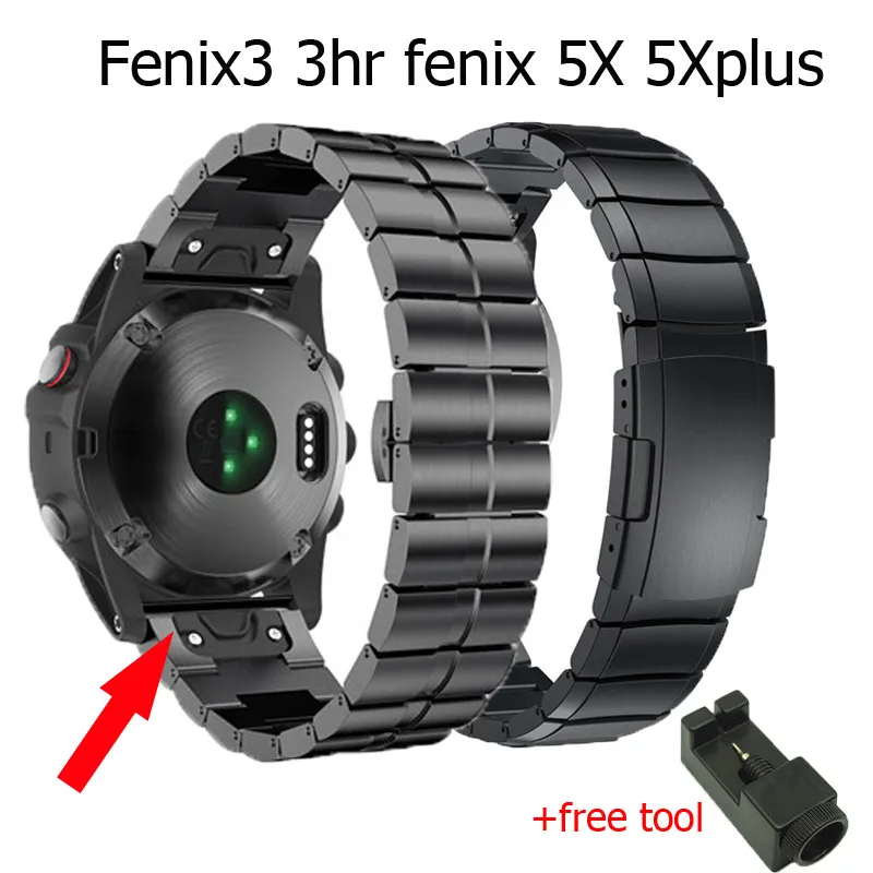 

For Garmin Fenix 6x pro/5X plus/Fenix3/Fenix3 HR Strap Quick Release smart Watch Stainless Steel Bracelet Easy Fit Band Belt