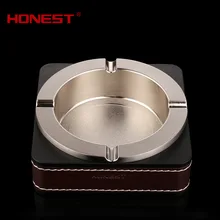 

Honest The Ashtray Fashion Square Genuine Leather Metal Top Grade Luxury Desktop Ashtrays Smoking Accessories